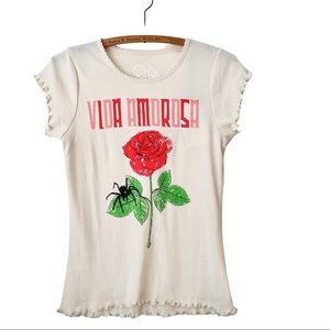 CHASER Vida Amorosa tan rose & spider tee- M